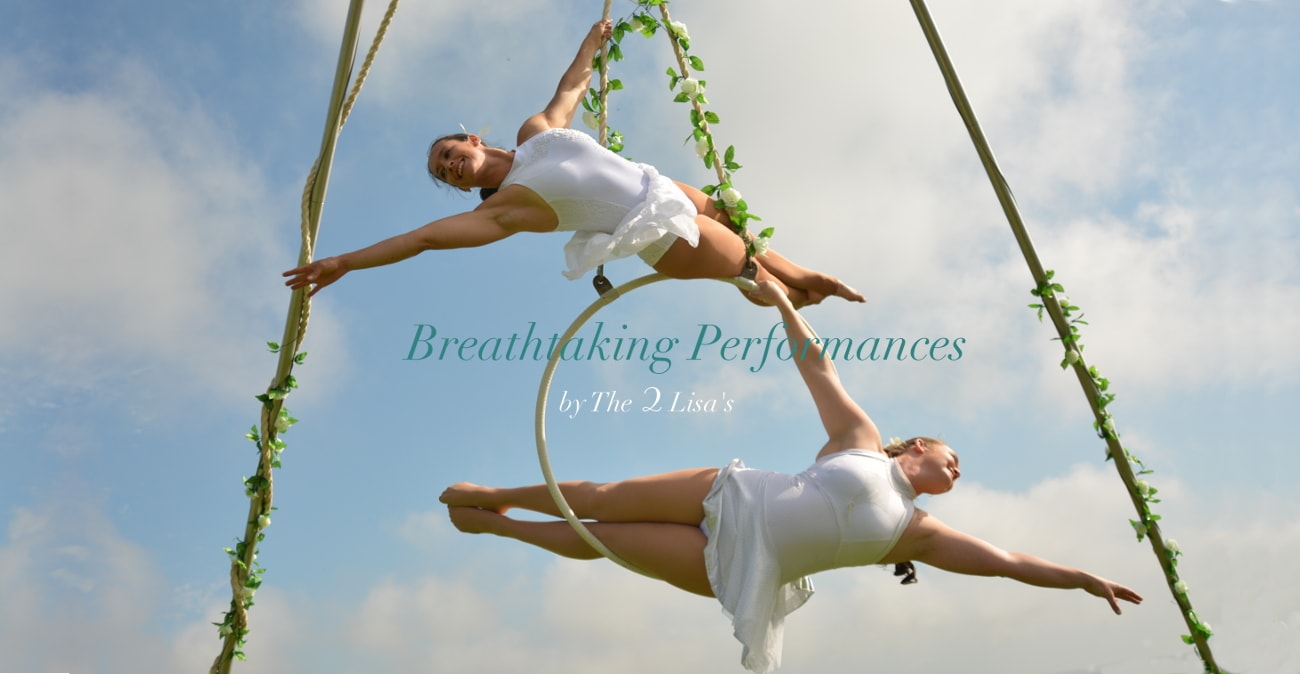 Welcome to The 2 Lisa's, aerial performances for your wedding or event entertainment.